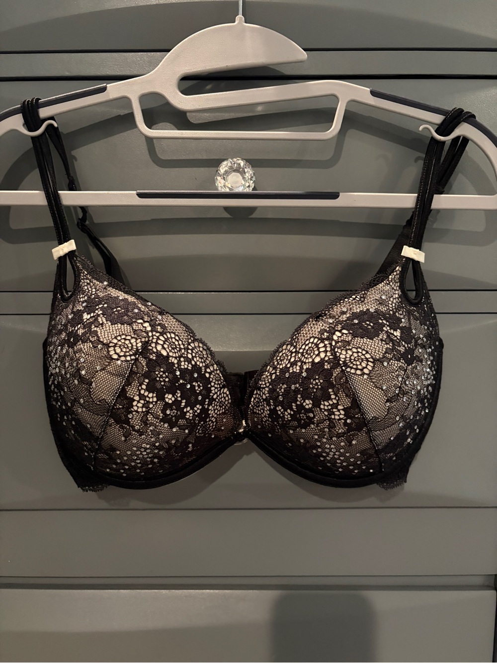 Victoria’s Secret Sexy Little Things Black Lace Rhinestone Bra 34DD